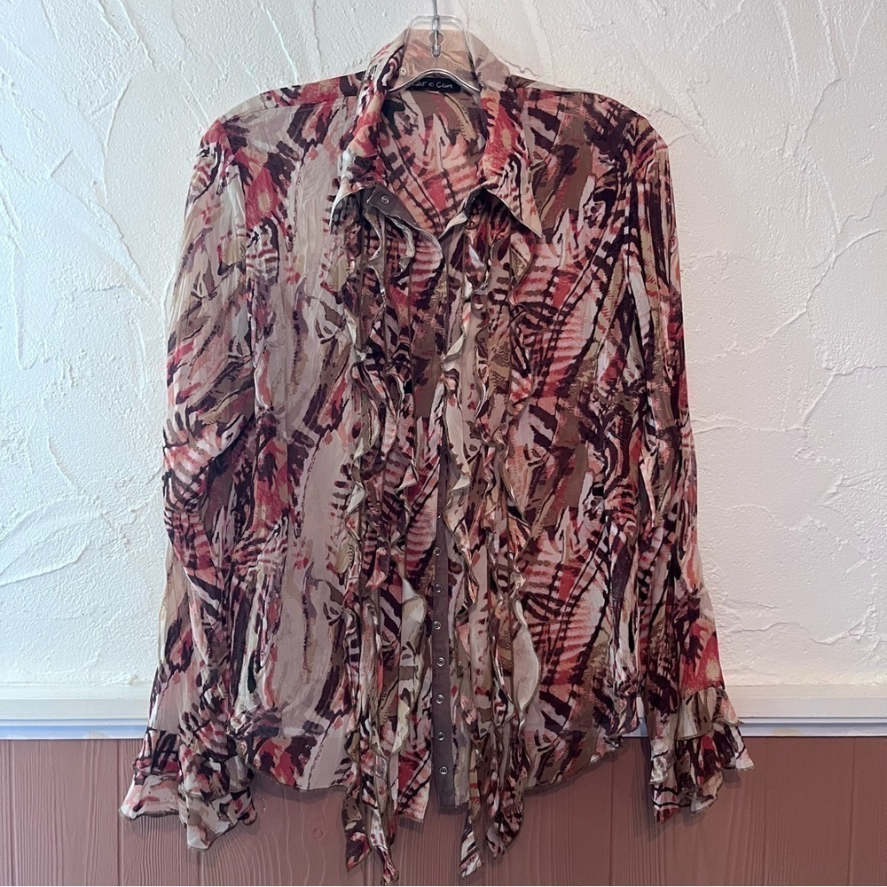 Boho Earth Tone Colour Blouse Size Medium - Picture 1 of 6
